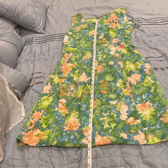 Vintage blue, green and peach flowers dress. Med - Picture 5 of 7